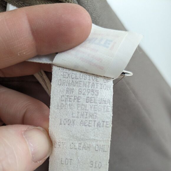 Vintage Bill Levkoff Prom Dress Maxi Gown Strappy Embroidered Taupe Brown 8 - Picture 9 of 9